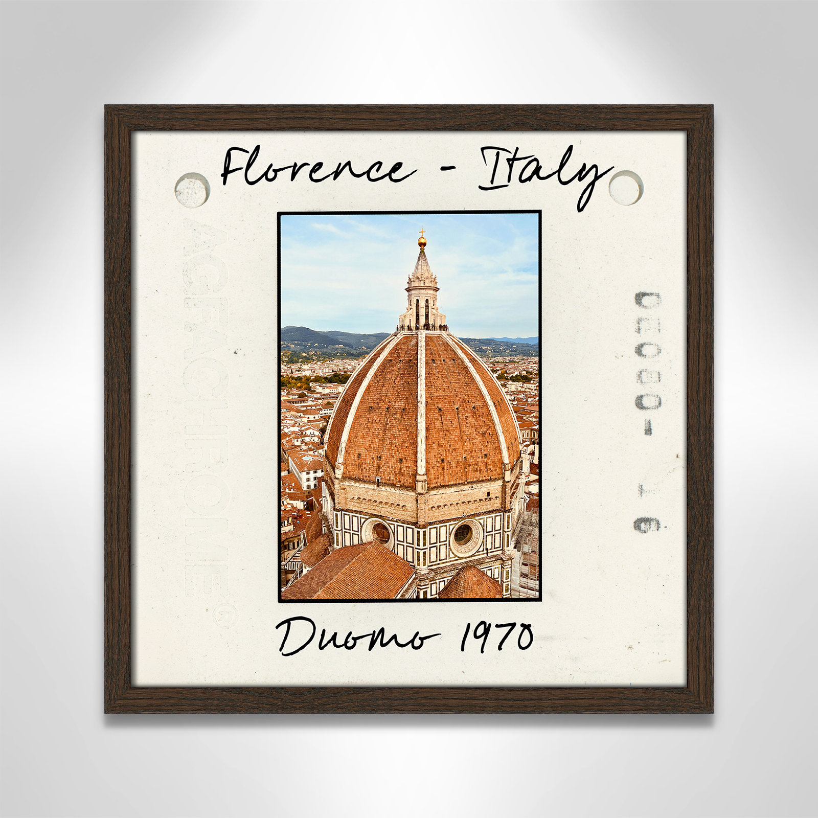 Travel Slide Collection "Florence, Italy - Duomo" Print, 17" H x 17" W x 0.75" D, Walnut Single Picture Framed Paper
