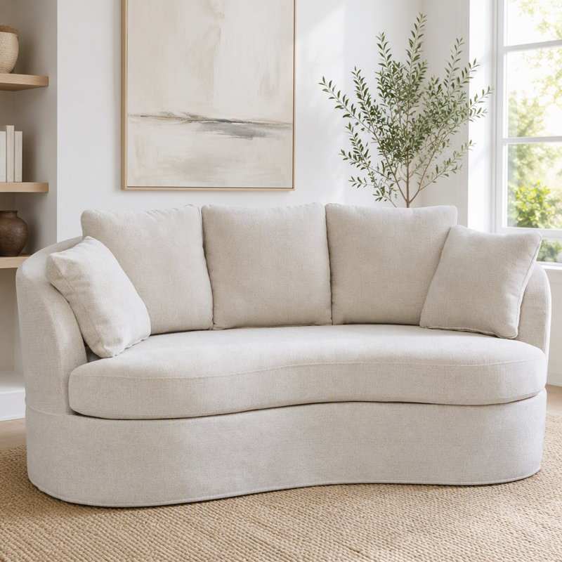Canapé incurvé de 73,82 po, chenille moelleuse de luxe moderne extra-profonde, Beige