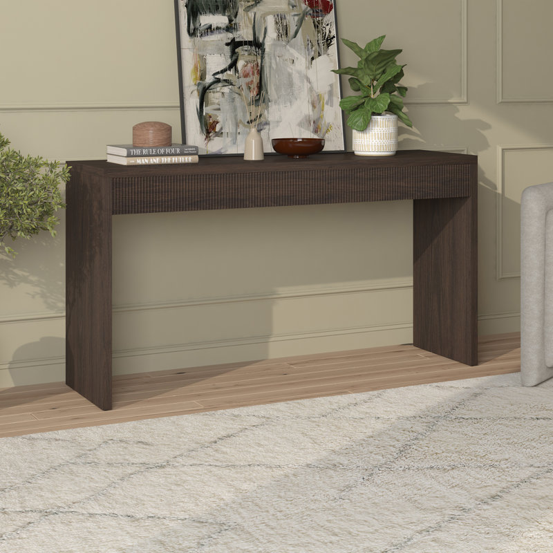Lawrence Fluted Console Table, Alder Brown, 29.5" H x 55" W x 15" D