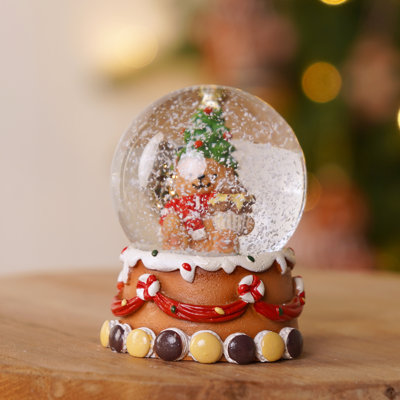 Gingerbread Lane Teddy Bear Snow Globe