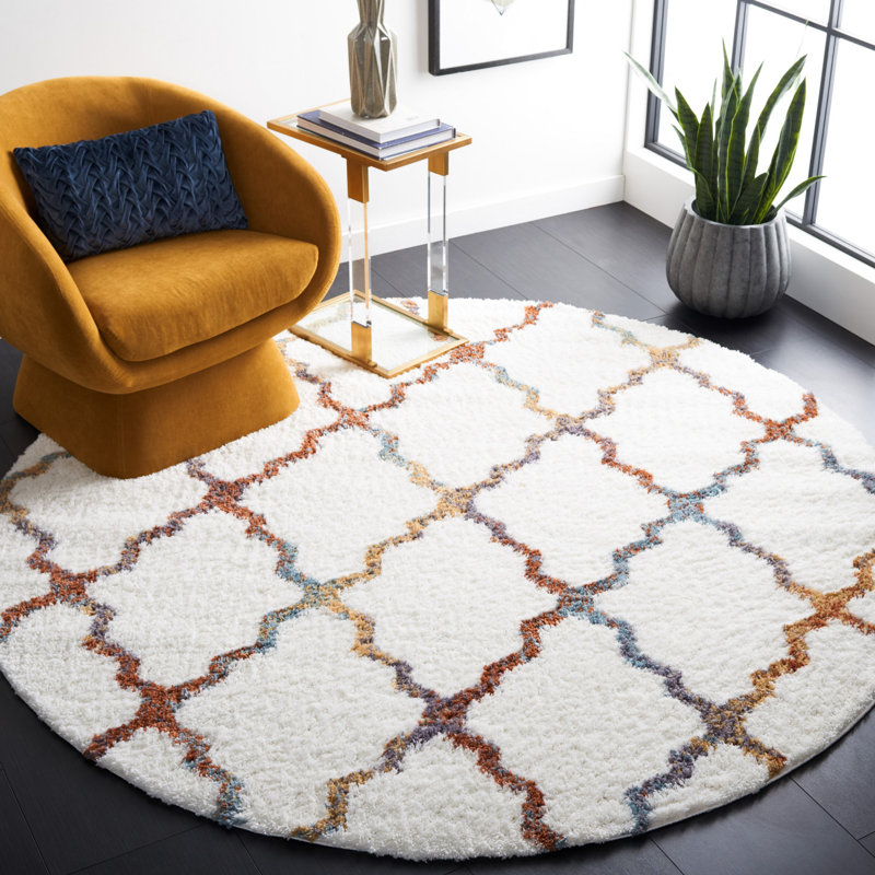 Berber Shag Performance Geometric Rug, Round 7'