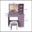 Vanity Desk Set with Padded Stool and Adjustable Lighted Mirror