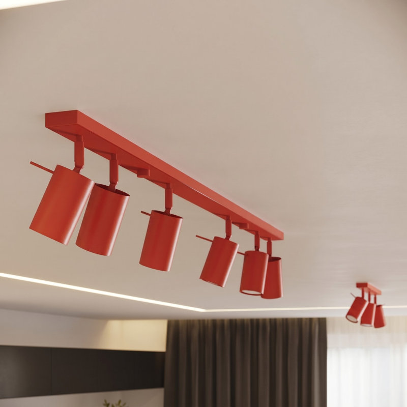 RING Steel Spotlight, Red, 118x6x16 cm, 6 Lights