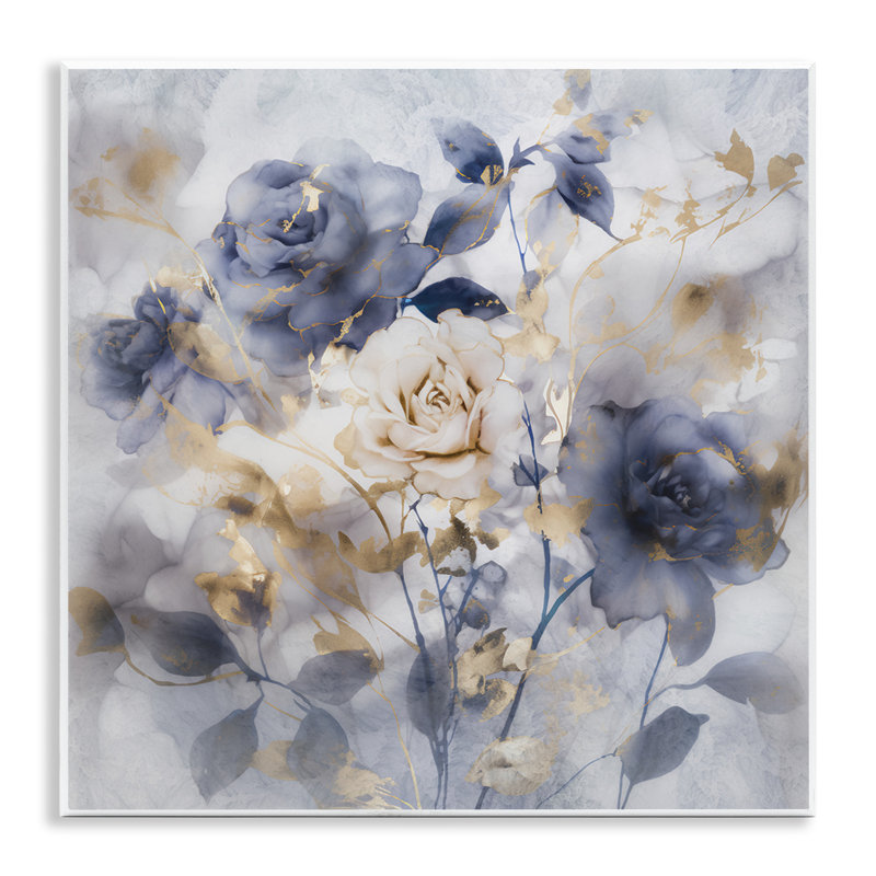 Art mural de roses en sourdine avec détail glam, design par Irene Weisz