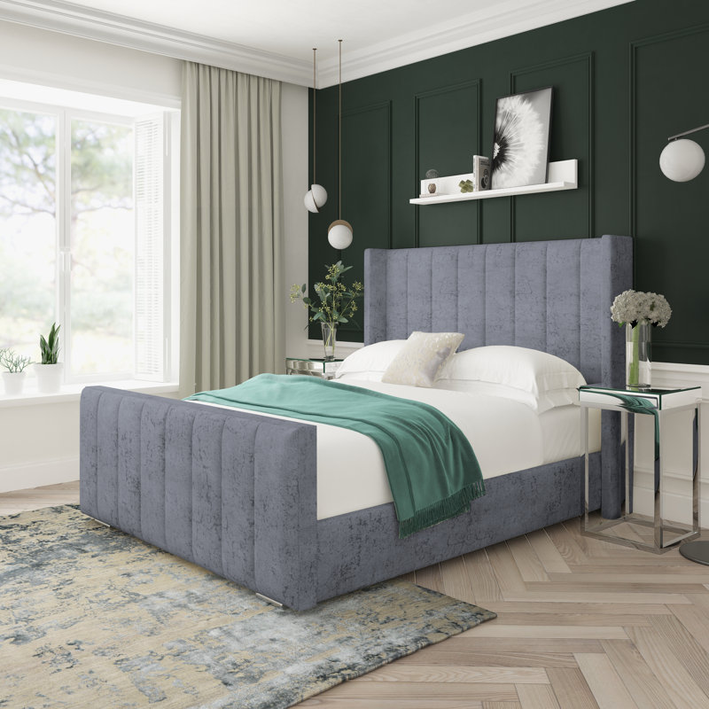 Willow Marble Upholstered Bed Frame, Gunmetal, Small Single (2'6)