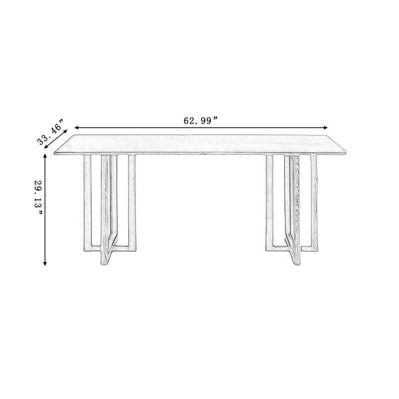 Table de salle à manger Modern Modern, H 29,13 po x L 62,99 po x l 33,46 po