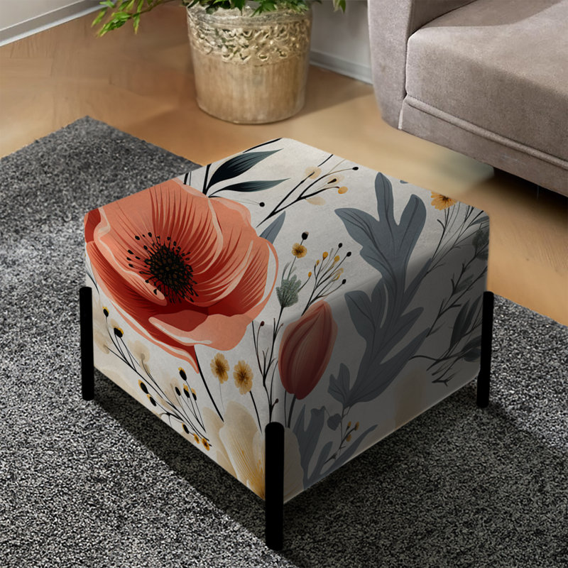 Contemporary Floral Fusion Medley Collage - Repose-pieds carré floral