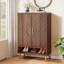 Armoire de rangement 29,52 pouces en bois noyer à 6 niveaux avec portes