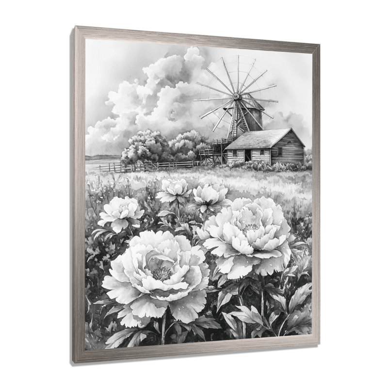 Ginnie - Floral Wall Art Prints, 32" H x 16" W, Silver, Single Picture Framed Print