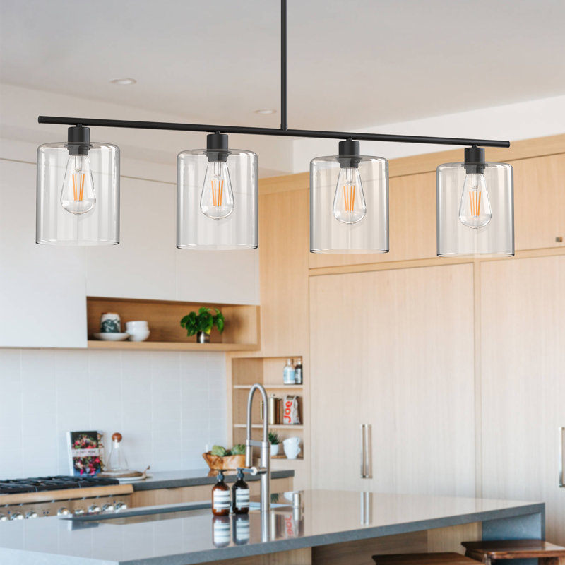 Lustre rectangulaire pour îlot de cuisine à 4 lumières Helki