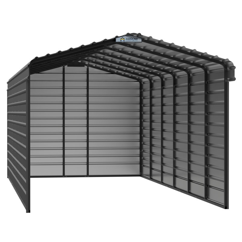 Abri d'auto en acier avec 3 ensembles muraux, 12 x 29 x 09, Gris