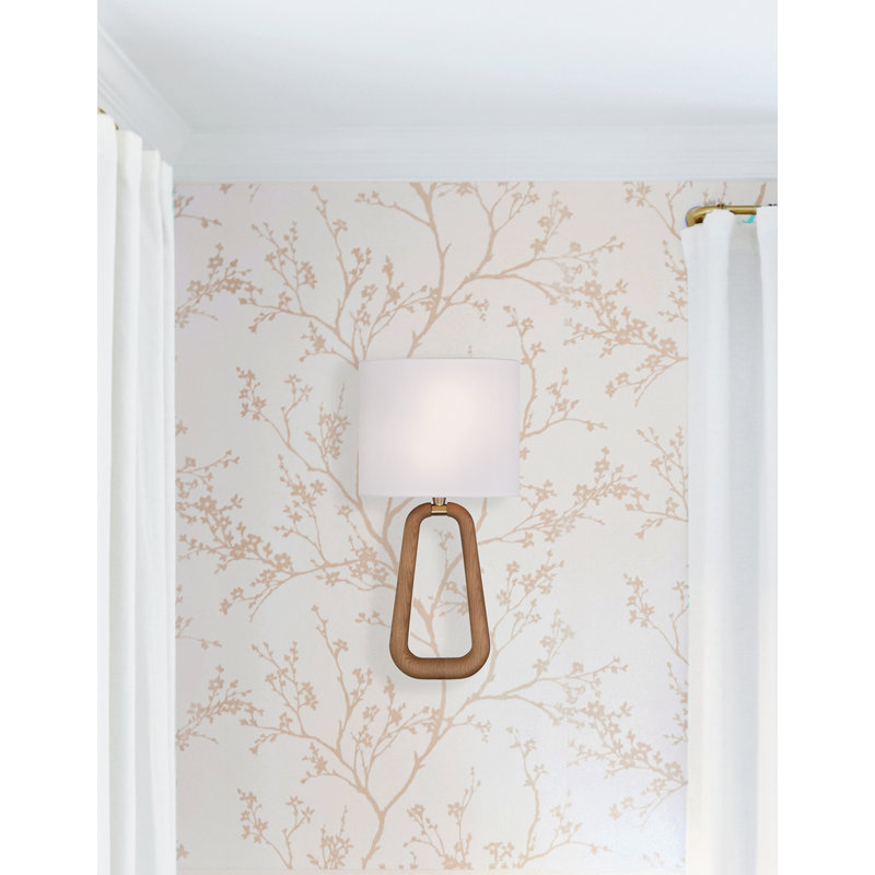 2 Light Aged Brass + Wood Sconce, Brown