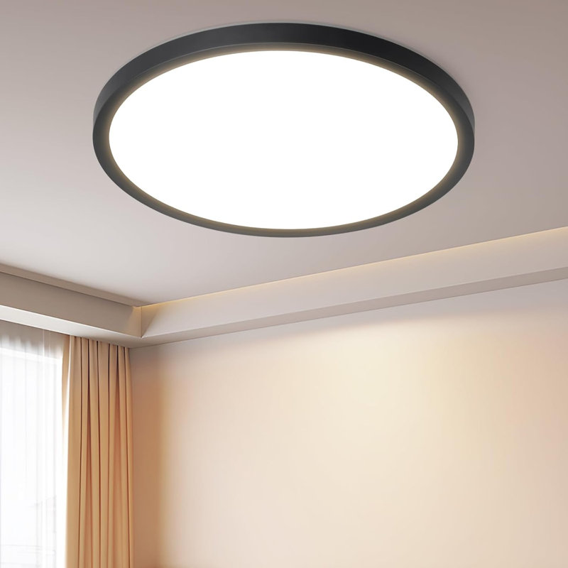 LED Semi Flush Mount, Matte Black, 2" H x 30" W x 30" D