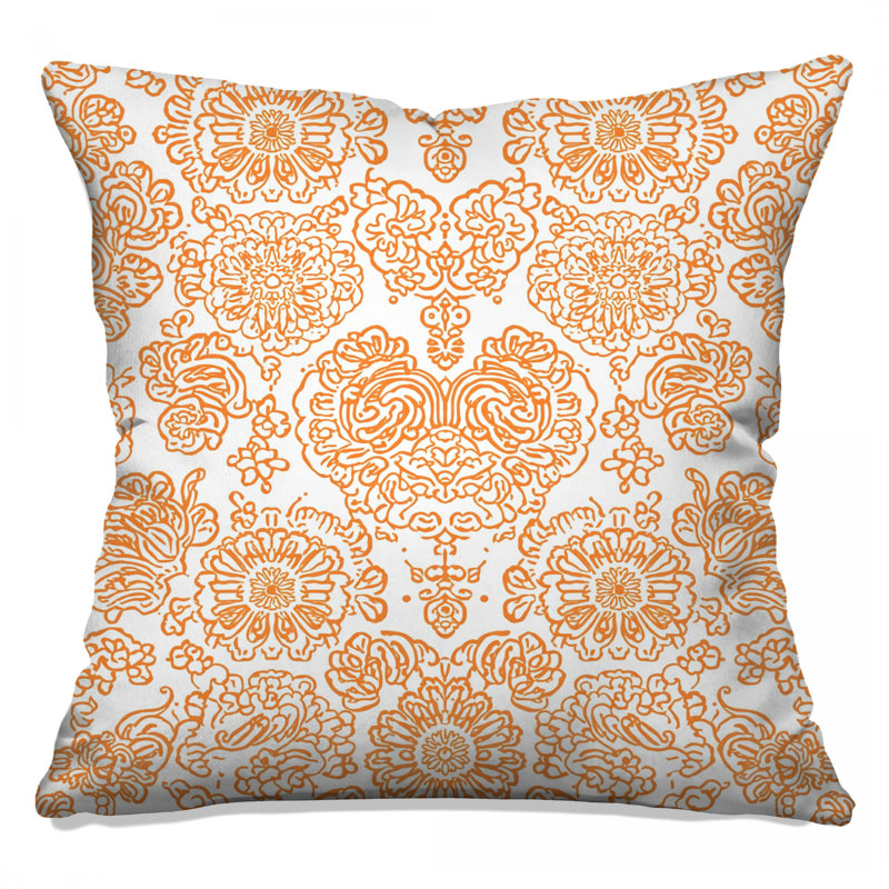 Coussins décoratifs à motif damas orange, 14 x 14 inches