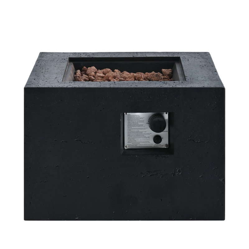 Outdoor Square Fire Pit With Steel Burner,Lightweight 24.02-Inch Propane Fire Pit Table With Adjustable Flame, 40,000 BTU, Lava Rocks, And Rain Cover For Patio,Backyard, And Poolside