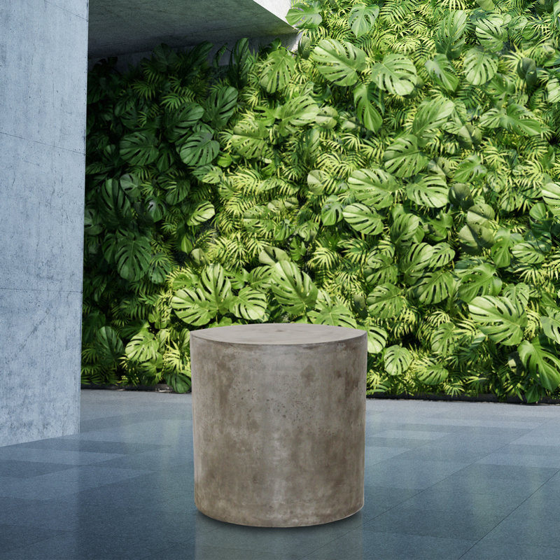 Perpetual Stone Outdoor Side Table, 16" Diameter, Slate Gray