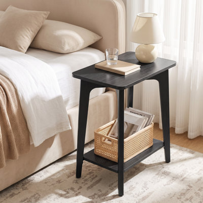Table d'appoint à 2 niveaux, petite table de bout rectangulaire, table de chevet pour petits espaces, salon, chambre à coucher, brun