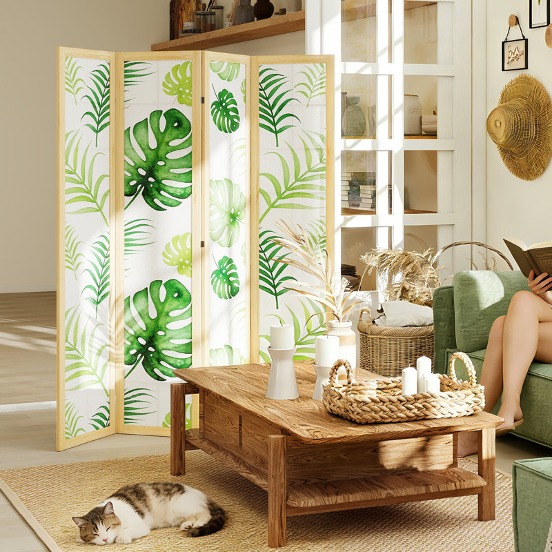 Paravent 4 panneaux pliable, paravent Boho pour le salon
