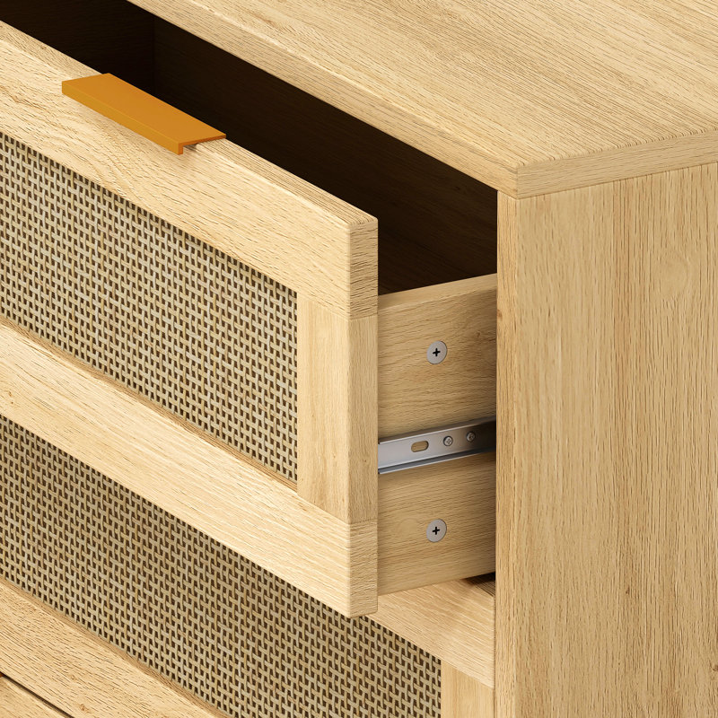 31.50"3-Drawers Rattan Storage Cabinet Rattan Drawer