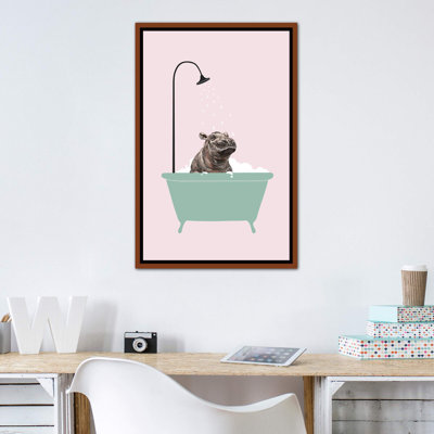 Hippopotame dans une baignoire, art encadré