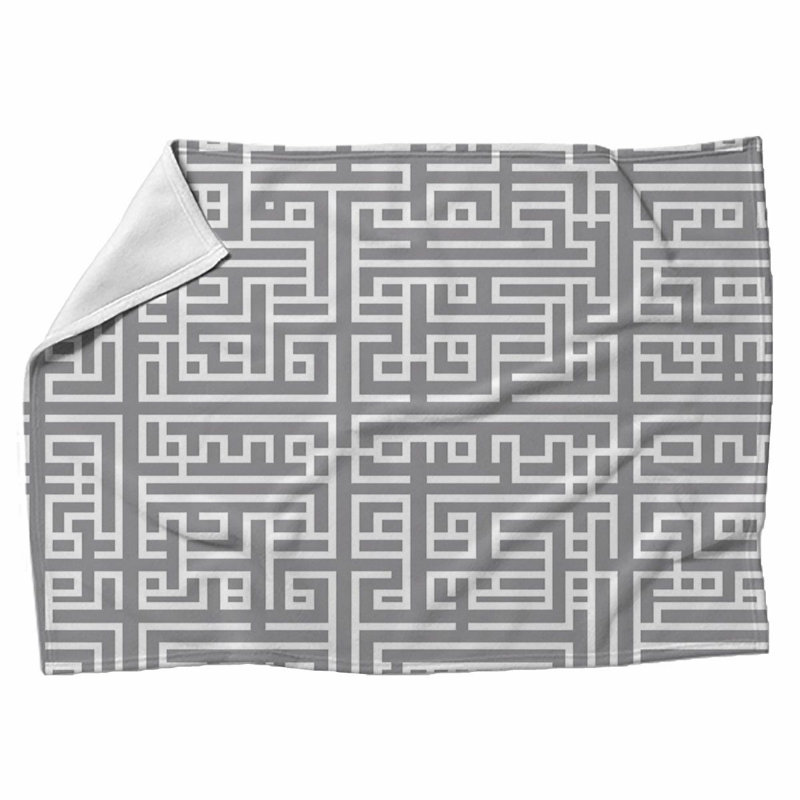 Machine Printed Throw Blanket, Jeté, Géométrique, Argent/blanc
