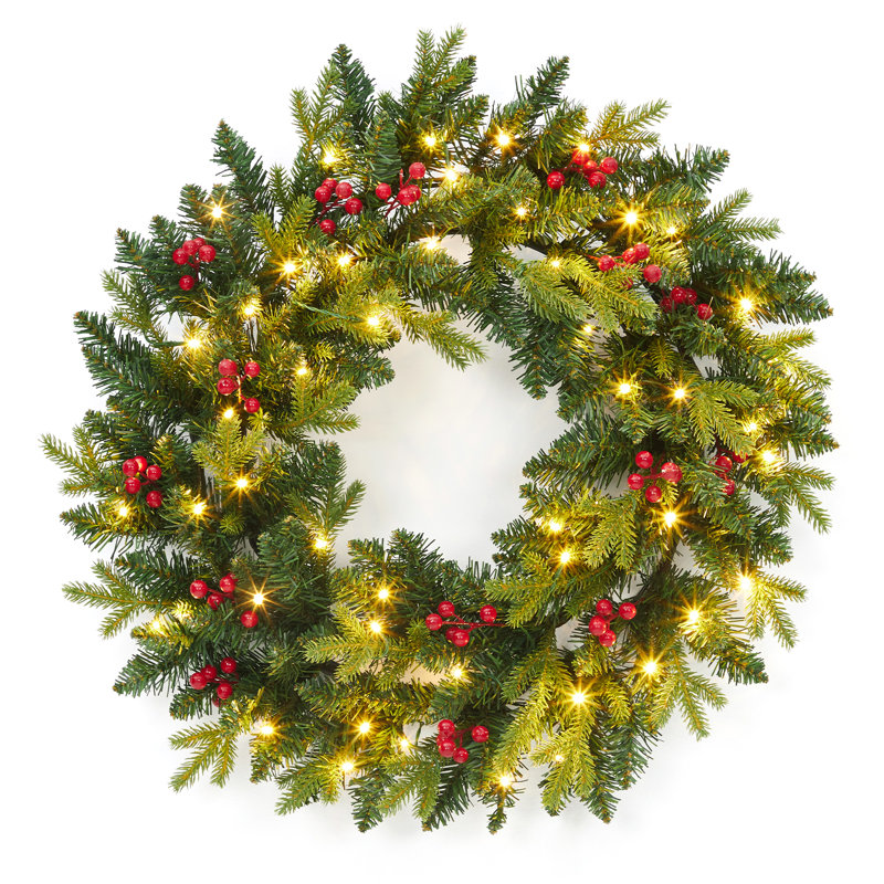 Couronne de Noël de 24 po, couronne de Noël naturelle, décorations de Noël pour le mur et le vestibule