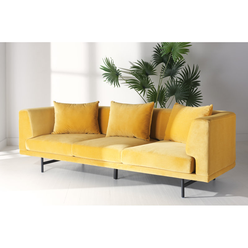 Joscelynn 90.2'' Velvet Sofa, Mustard Velvet