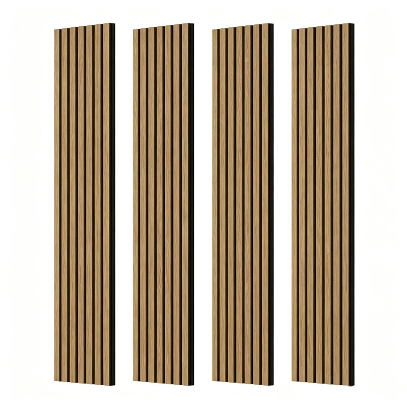 4 PCS 108'' x 11'' Slat Solid Wood Wall Paneling for Interior Wall and Ceiling Decoration, Acoustic Wood Panels (33 Sq. Ft.)