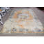 Tapis turc rétro orange pastel et bleu avec un design traditionnel délavé pour la décoration intérieure
