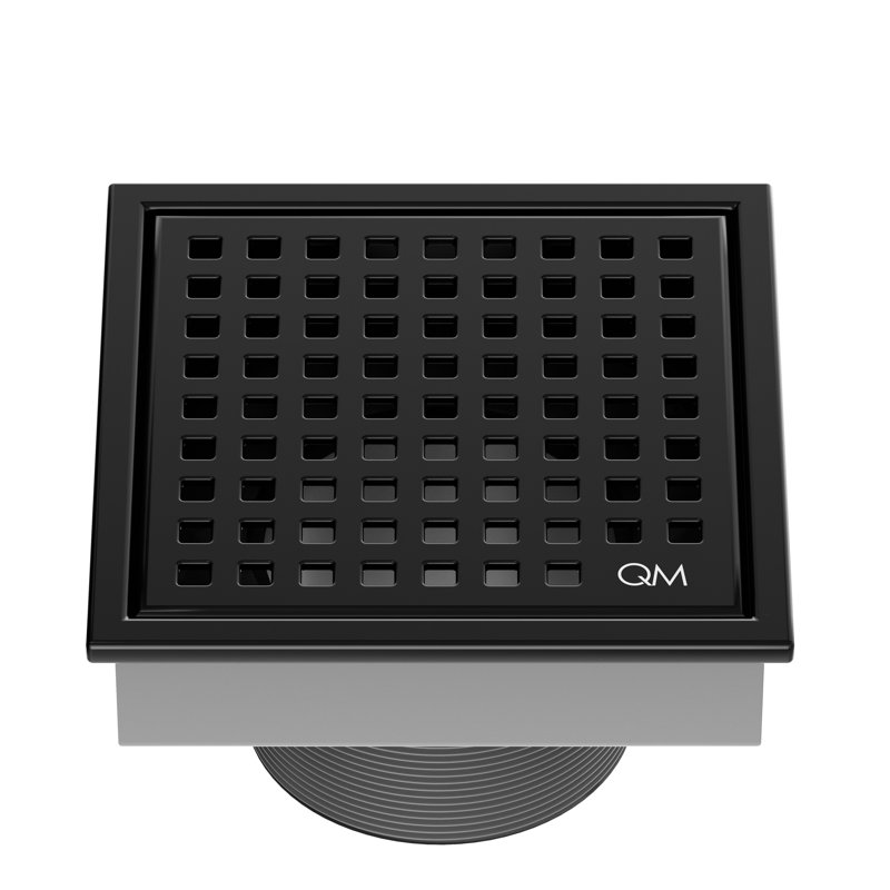 Mira Square Center Shower Drain by QM Drain, Black