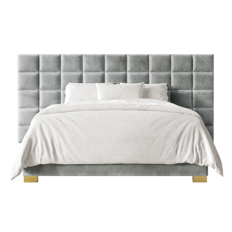 Lit tapissier standard Caryll, Très grand, Gris argenté