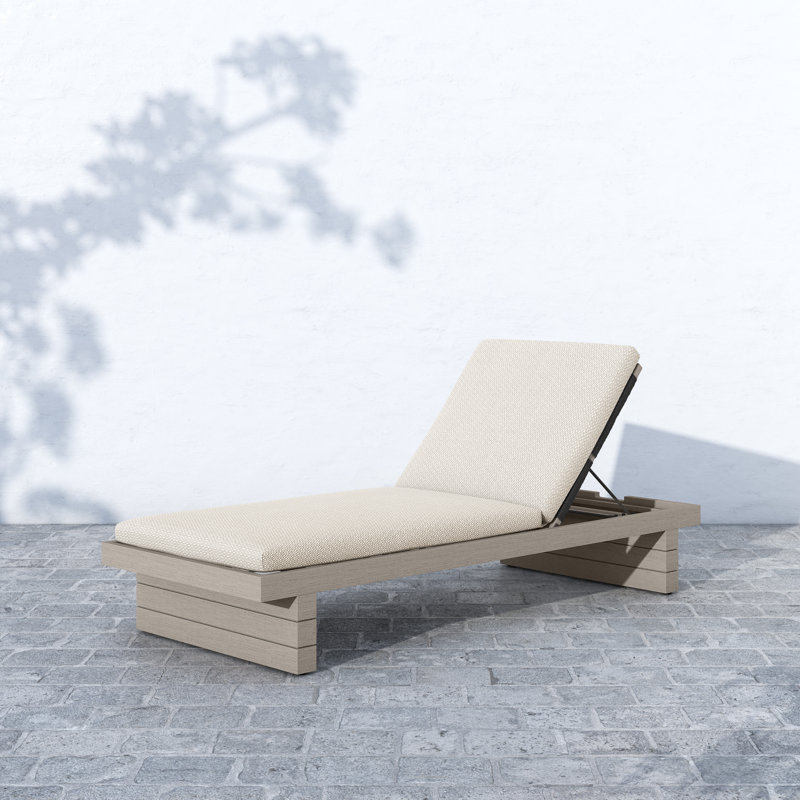 Leroy Outdoor Teak Chaise Lounge, Charcoal, Gray