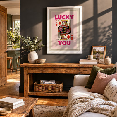 Lucky You Playing Card Retro - Framed Print