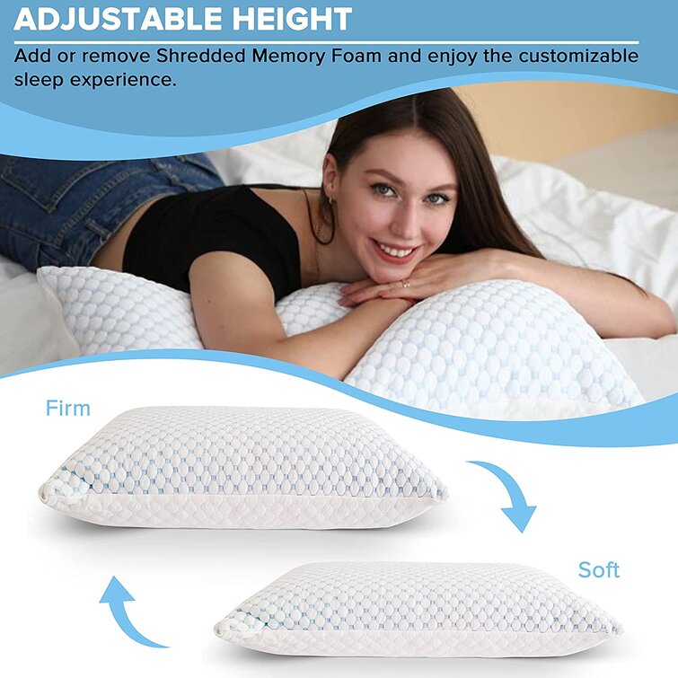 Pillow Inserts Shredded Memory Foam Cushion Firm & Plush