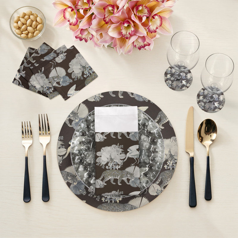 Leopard Walk Pebble 16" Vinyl Placemat, Chocolate