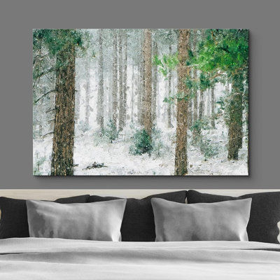 Winter " Snowy Forest with Brown Trees " Graphic Art Print