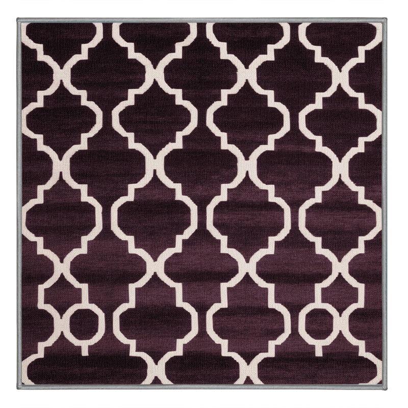 Tapis brun treillis lavable à la machine, Carré 7 pi
