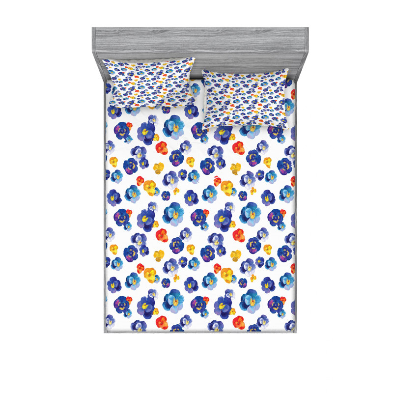 Microfiber Floral Sheet Set, Full Sheet Set with 2 Pillowcases