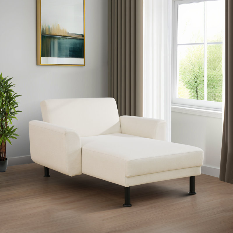 Chaise longue rembourrée Tarianna, Lin beige