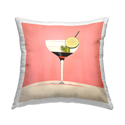 Coussin décoratif simple imprimé cocktail et lime par Irena Orlov