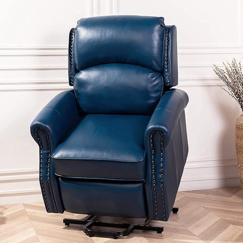 Electric Power Lift Recliner Chair Sofa For Elderly, Similicuir bleu marine