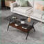 Table basse en verre trempé gris pour le salon, tablette en bois aggloméré brun, facile à nettoyer et durable-1962743692