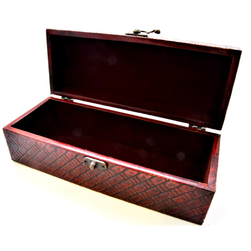 Boîte à bijoux en bois et cuir