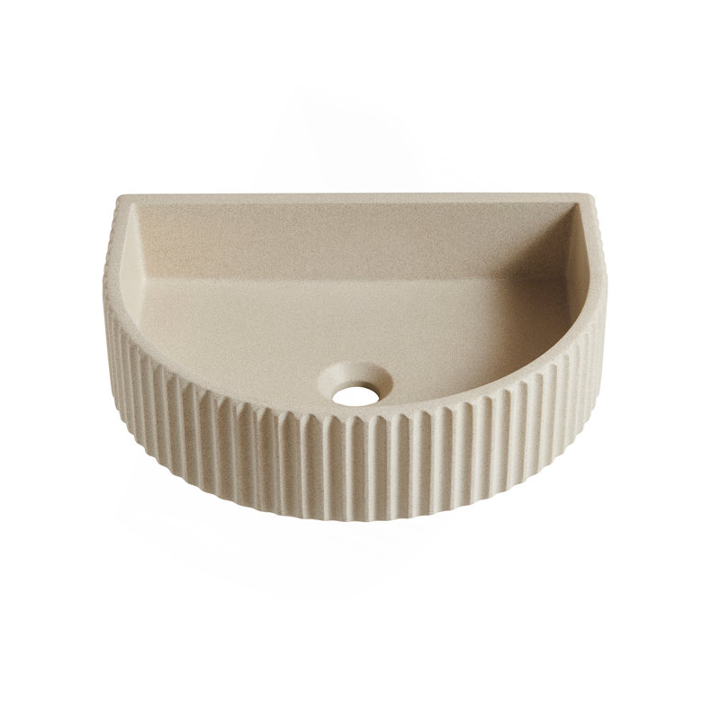 Lavabo de salle de bain 18 po Eira, vasque en micro-ciment de forme irrégulière, sans armoire, sans robinet et couvercle de lavabo, couleur beige ciment