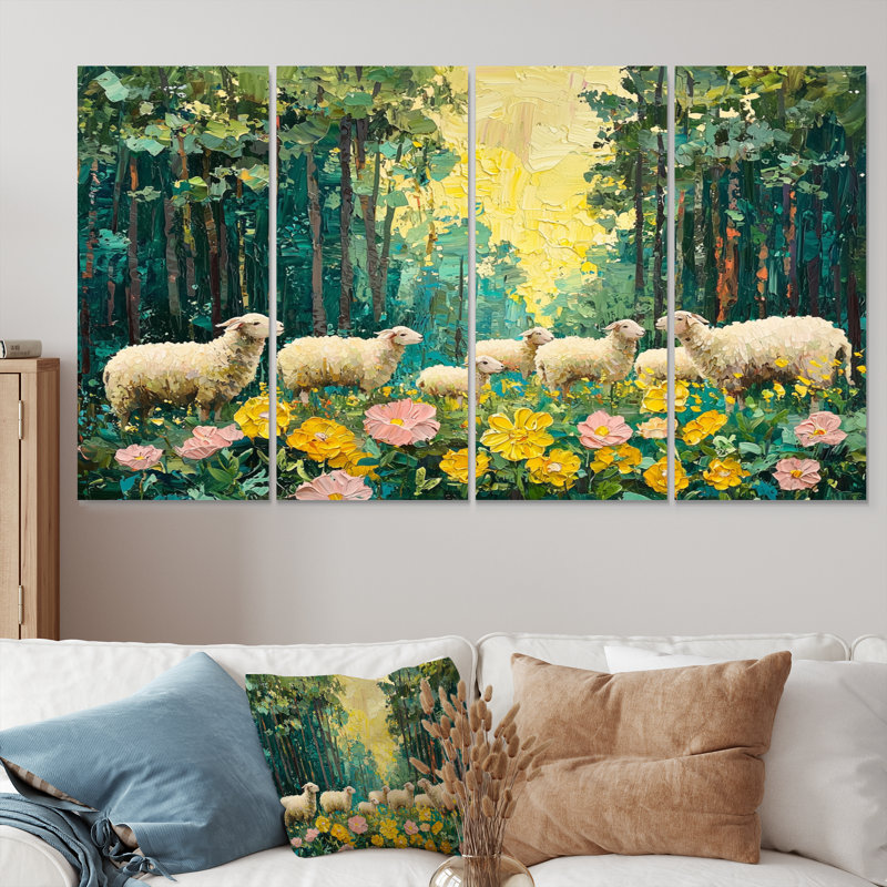 Mignon mouton au printemps I - Art - Art pour le salon, H 28 po x l 48 po