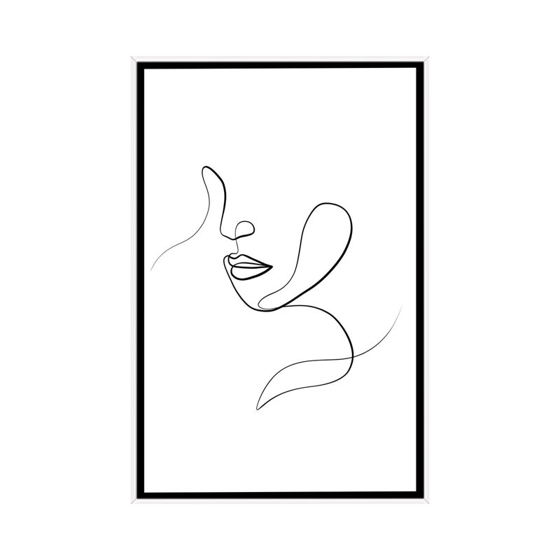 Impression de dessin « femme face III » par Dane Khy, Pas de tapis, H 60 po x l 40po x P 1,5 po, Toile blanche encadrée