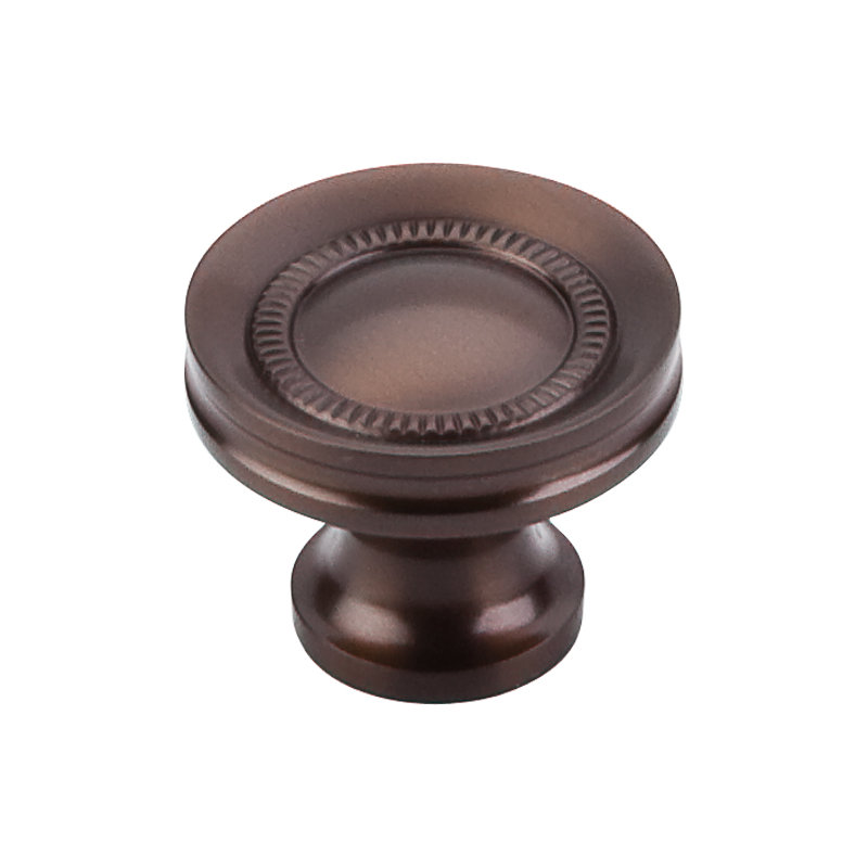 Button Faced 1 1/4" Diameter Round Knob, Oiled Rubbed Bronze
