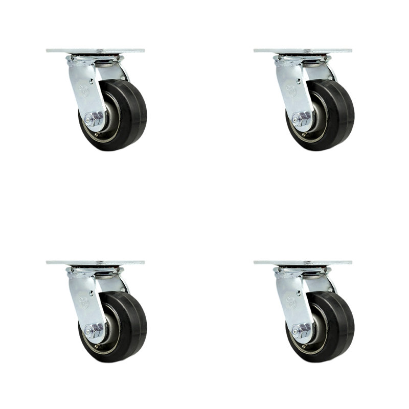 Roulettes pivotantes en caoutchouc sur roulettes en aluminium avec roulement à rouleaux