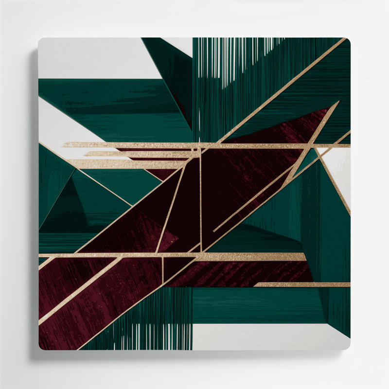 «Geometric Abstraction 63», art mural en métal bleu, H 16 po x l 16 po