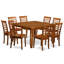 Ensemble de table de salle à manger 9 pièces comprenant une table de salle à manger carrée avec rallonge papillon et 8 chaises en bois brun selle-837163584